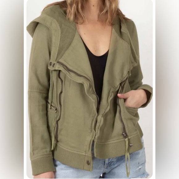 Free People We The Free Carmen Moto Jacket in Green, Size S - Picture 1 of 9